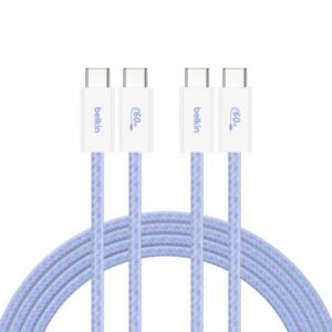 Belkin 8211 BOOSTCHARGE USB-C 至 USB-C 連接線 60W 2條裝   15m5 ft 藍色  CAB018QC05BL2PK