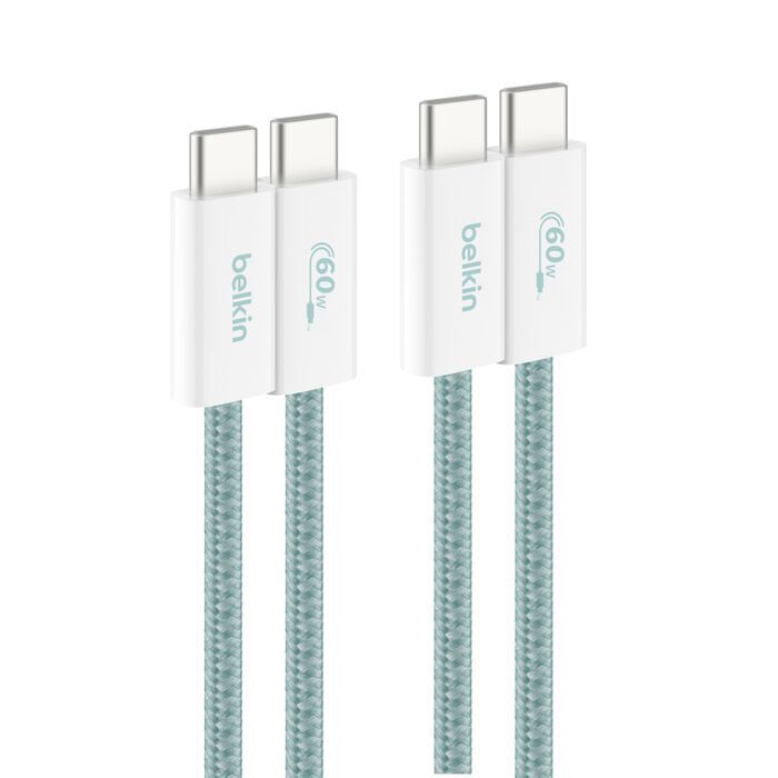 Belkin 8211 BOOSTCHARGE USB-C 至 USB-C 連接線 60W 2條裝 15m5 ft 綠色 CAB018QC05GR2PK