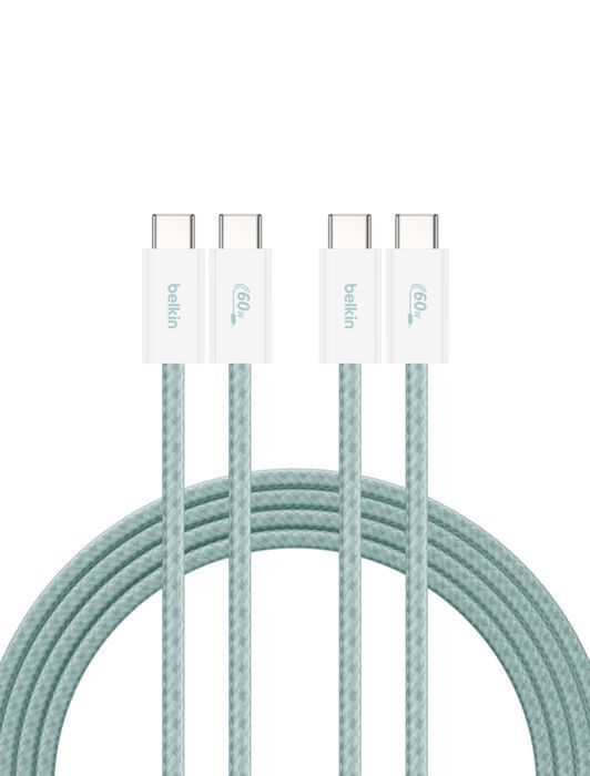 Belkin 8211 BOOSTCHARGE USB-C 至 USB-C 連接線 60W 2條裝 15m5 ft 綠色 CAB018QC05GR2PK
