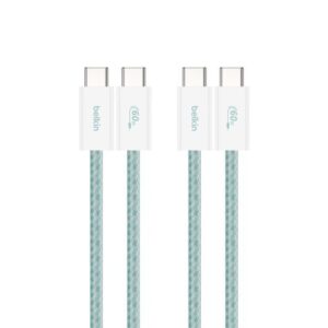 Belkin 8211 BOOSTCHARGE USB-C 至 USB-C 連接線 60W 2條裝   15m5 ft 綠色  CAB018QC05GR2PK