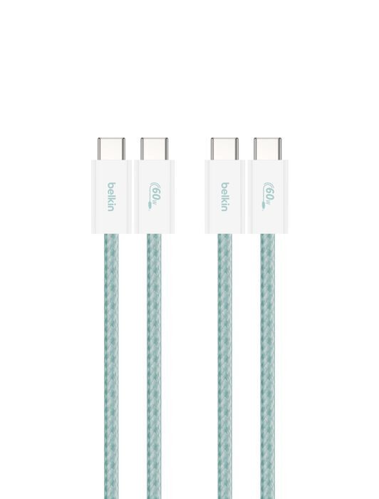 Belkin 8211 BOOSTCHARGE USB-C 至 USB-C 連接線 60W 2條裝 15m5 ft 綠色 CAB018QC05GR2PK