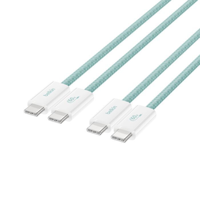 Belkin 8211 BOOSTCHARGE USB-C 至 USB-C 連接線 60W 2條裝 15m5 ft 綠色 CAB018QC05GR2PK
