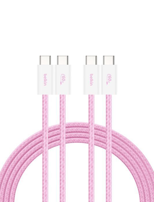 Belkin 8211 BOOSTCHARGE USB-C 至 USB-C 連接線 60W 2條裝 15m5 ft 粉色 CAB018QC05PK2PK