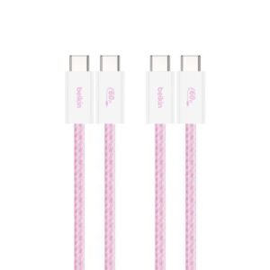 Belkin 8211 BOOSTCHARGE USB-C 至 USB-C 連接線 60W 2條裝   15m5 ft 粉色  CAB018QC05PK2PK