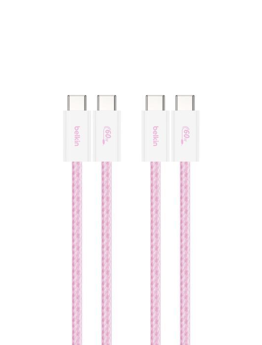 Belkin 8211 BOOSTCHARGE USB-C 至 USB-C 連接線 60W 2條裝 15m5 ft 粉色 CAB018QC05PK2PK