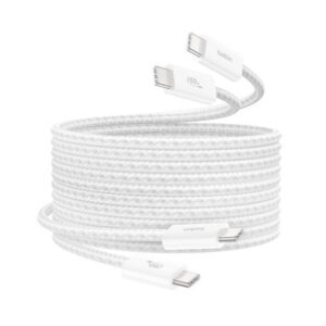 Belkin 8211 BOOSTCHARGE USB-C 至 USB-C 連接線 60W 2條裝  15m5 ft 白色  CAB018QC05WH2PK
