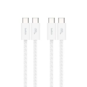 Belkin 8211 BOOSTCHARGE USB-C 至 USB-C 連接線 60W 2條裝  15m5 ft 白色  CAB018QC05WH2PK