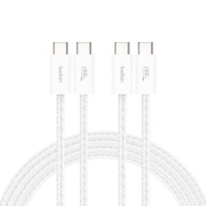 Belkin 8211 BOOSTCHARGE USB-C 至 USB-C 連接線 60W 2條裝  15m5 ft 白色  CAB018QC05WH2PK