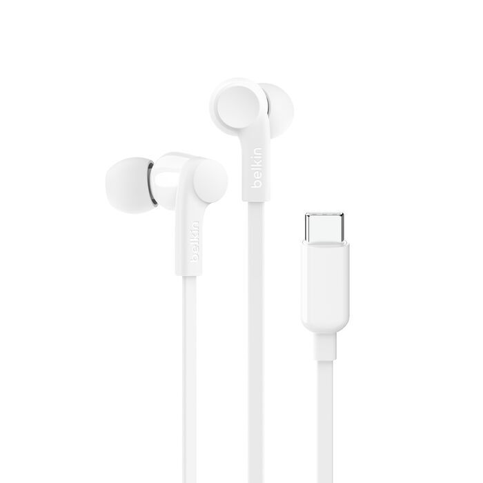 Belkin 8211 SoundForm 入耳式有線耳機配備 USB-C 接頭 8211 白色  10 毫米驅動器  內置麥克風  IPX5 級防汗防濺  G3H0002BTWHT