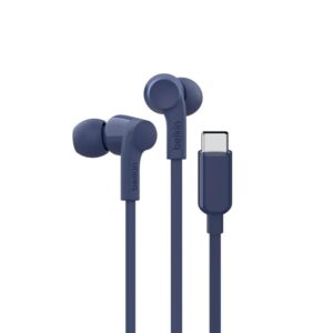 Belkin SoundForm 入耳式有線耳機配備 USB-C 接頭 8211 藍色  10 毫米驅動器  內置麥克風  IPX5 級防汗防濺  G3H0002FQBLV2