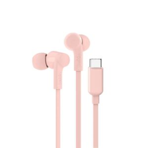 Belkin SoundForm 入耳式有線耳機配備 USB-C 接頭 8211 粉紅色  10 毫米驅動器  內置麥克風  IPX5 級防汗防濺  G3H0002FQPKV2