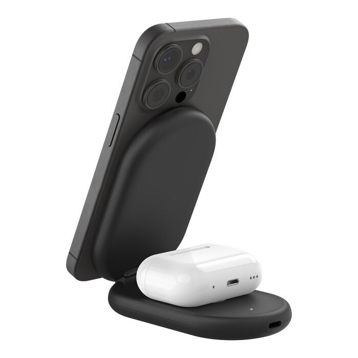 Belkin 8211 BoostCharge 2 合 1 Qi2 磁吸可摺疊無線充電器 15W 8211 黑色 WIZ028qcBK
