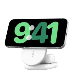 Belkin BoostCharge 2 合 1 Qi2 磁吸可摺疊無線充電器 15W 8211 白色  WIZ028qcWH