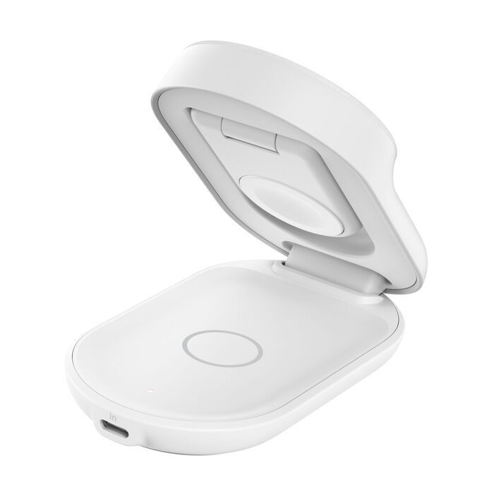 Belkin 8211 UltraCharge 3合1可摺疊磁性充電器 Qi2 25W 圓形 白色 WIZ037MYWH