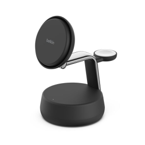 Belkin UltraCharge Pro 3合1磁性充電座 Qi2 25W 黑色  ChillBoost 主動冷卻技術  WIZ040MYCH