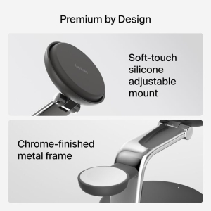 Belkin UltraCharge Pro 3合1磁性充電座 Qi2 25W 黑色  ChillBoost 主動冷卻技術  WIZ040MYCH