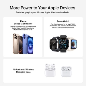 Belkin UltraCharge Pro 3合1磁性充電座 Qi2 25W 黑色  ChillBoost 主動冷卻技術  WIZ040MYCH