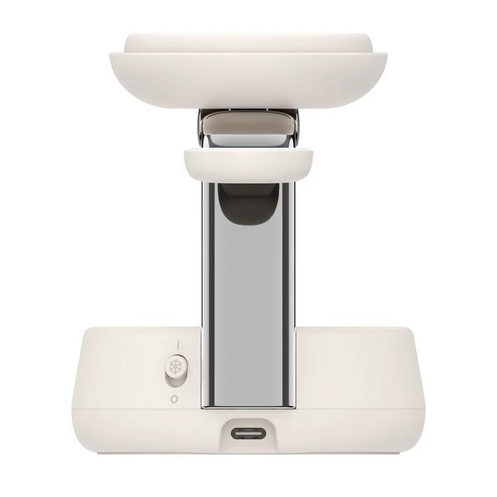 Belkin UltraCharge Pro 3合1磁性充電座 Qi2 25W 沙色 ChillBoost 主動冷卻技術 WIZ040MYSD
