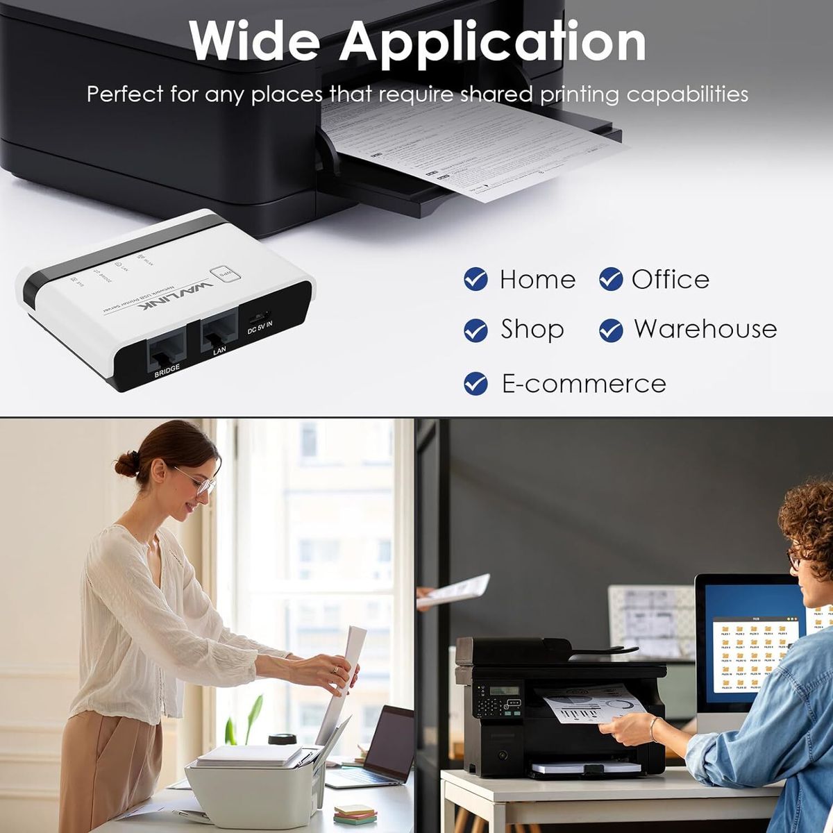 WAVLINK 8211 無線列印伺服器 USB WiFi 列印伺服器附 100Mbps LAN 與網橋 WL-NU516U1 原裝行貨 一年保養
