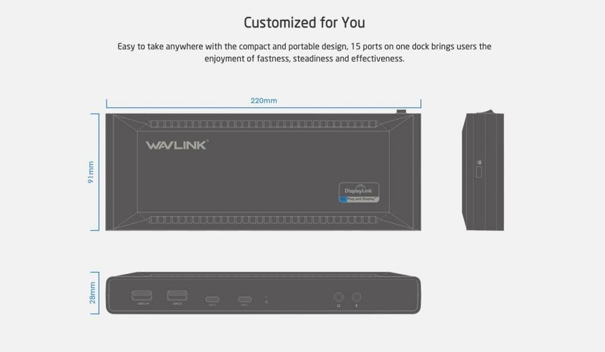 WAVLINK 8211 DisplayLink 多功能擴展器 5KDual 4K USB-C 100W PD HDMIDP 輸出 UG69PD2 Pro