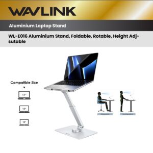 WAVLINK 8211 專利設計360度旋轉可伸縮電腦支架 WL-E016 筆記本電腦支架 手提電腦支架 筆電支架 鋁合金多角度升降  平板電腦支架