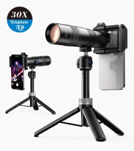 APEXEL APEXEL TeleCular 30X手機長焦鏡頭套裝升級通用夾件  長焦手機鏡頭  高清鍍膜玻璃鏡片  光學變焦系統  望遠鏡功能  53415001