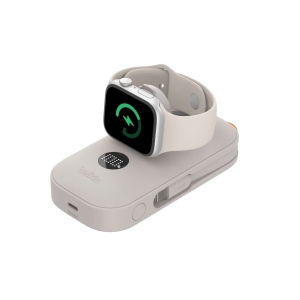Belkin BoostCharge Pro 行動電源 10K 配備 Apple Watch 充電器內置 USB-C 充電線和額外 USB-C 連接埠 沙色