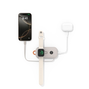 Belkin BoostCharge Pro 行動電源 10K 配備 Apple Watch 充電器內置 USB-C 充電線和額外 USB-C 連接埠 沙色