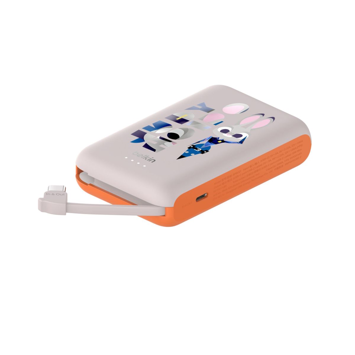 Belkin 8211 BoostCharge 便攜式行動電源 10K 內置 USB-C 充電線 迪士尼系列 Zootopia 優獸大都會