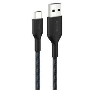 Belkin BoostCharge Pro Braided 15W 充電編織連接線 USB-A 轉 USB-C 黑色 1米