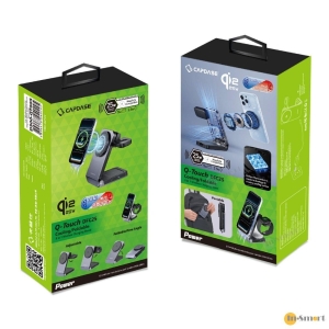 CAPDASE Q-Touch DFC25 半導體制冷磁吸褶疊式3合1無線充電座 Qi22 25W 快充內置風扇散熱半導體制冷降溫5W Apple Watch 及 3W AirPods 無線充電 旅行充電