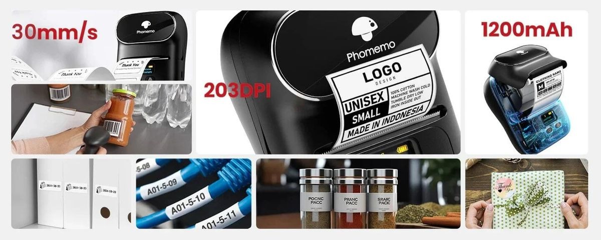 Phomemo M110 商用藍牙標籤打印機 白色  熱敏無墨打印 20-50mm 可連電腦 手機無線打印 充滿電可連續打印 3-4 小時  香港行貨