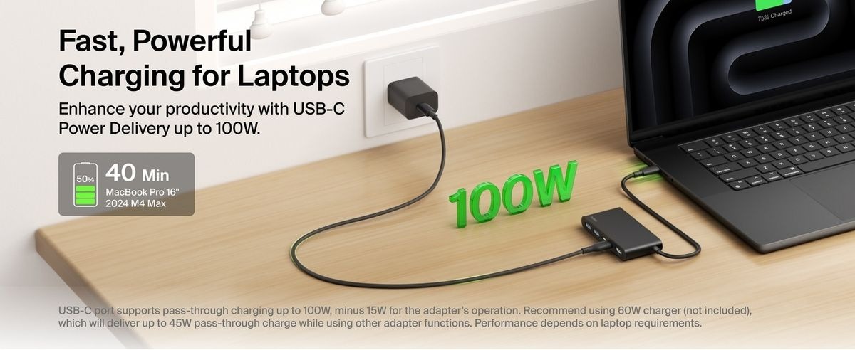 Belkin 8211 Connect 5 埠 USB-C Hub 擴充埠 雙 USB-C  2 USB-A  HDMI 4K60Hz 100W PD 供電 20cm 連接線 香港行貨  AVC022fqBK