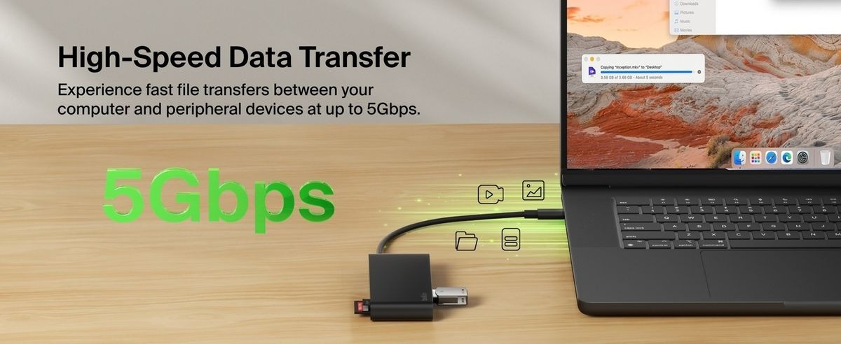 Belkin 8211 Connect 7 埠 USB-C Hub 擴充埠 雙 USB-C  2 USB-A  HDMI 4K  SDmicroSD 讀卡器 100W PD 供電 香港行貨  AVC023fqBK