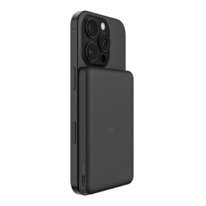 Belkin 8211 BoostCharge 纖薄磁吸無線充電行動電源 5K 黑色  5000mAh 75W MagSafe 兼容 雙裝置充電 超薄輕巧 TSA 認證 香港行貨  BPD010FQBK