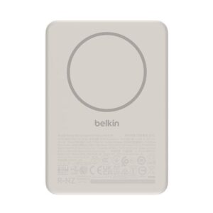 Belkin 8211 BoostCharge 纖薄磁吸無線充電行動電源 5K 沙色  5000mAh 75W MagSafe 兼容 雙裝置充電 超薄輕巧 TSA 認證 香港行貨  BPD010FQSA