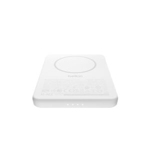 Belkin 8211 BoostCharge 纖薄磁吸無線充電行動電源 5K 白色 5000mAh 75W MagSafe 兼容 雙裝置充電 超薄輕巧 TSA 認證 香港行貨 BPD010FQWH