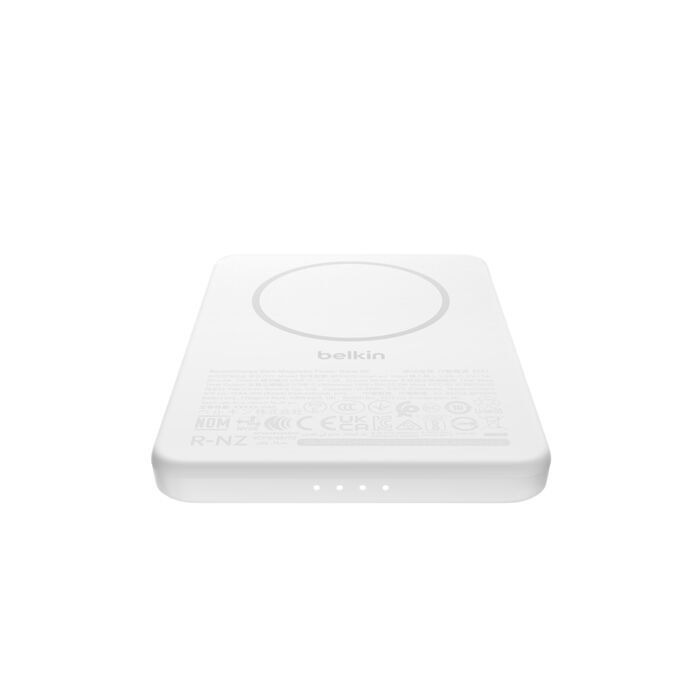 Belkin 8211 BoostCharge 纖薄磁吸無線充電行動電源 5K 白色 5000mAh 75W MagSafe 兼容 雙裝置充電 超薄輕巧 TSA 認證 香港行貨 BPD010FQWH