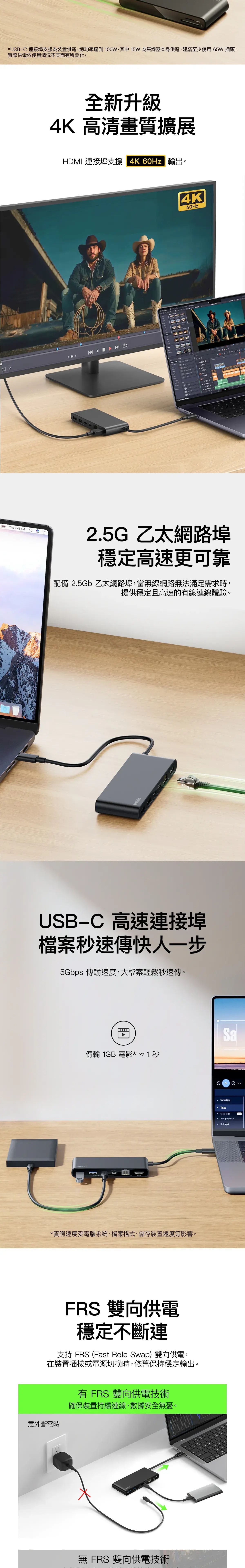 Belkin 8211 Connect 8 埠 USB-C Hub 擴充埠 25Gb  HDMI 4K  100W PD  雙 USB-C  雙 USB-A  SDmicroSD 讀卡器 INC024fqBK