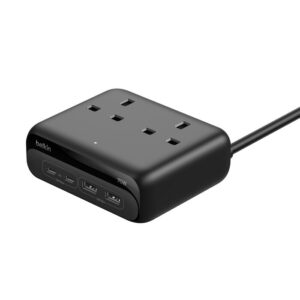 Belkin 8211 70W GaN 6 合 1 充電站 2 AC 插座 2 USB-C 2 USB-A 桌面充電器 15米電源線 香港行貨 SRZ001MY15M