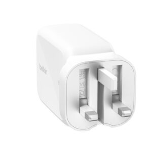 Belkin 8211 67W GaN 伸縮線壁式充電器 UltraCharge 內建 1米 USB-C 線 雙 USB-C 埠 折疊插腳 快速充電 香港行貨  WCH022MYWH