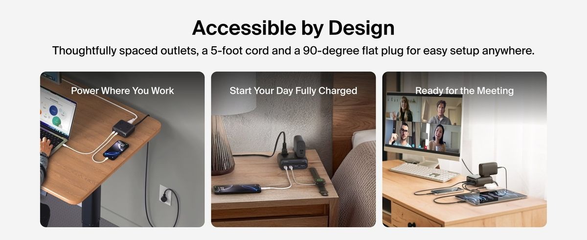 Belkin 8211 67W GaN 伸縮線壁式充電器 UltraCharge 內建 1米 USB-C 線 雙 USB-C 埠 折疊插腳 快速充電 香港行貨  WCH022MYWH