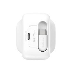 Belkin 8211 67W GaN 伸縮線壁式充電器 UltraCharge 內建 1米 USB-C 線 雙 USB-C 埠 折疊插腳 快速充電 香港行貨  WCH022MYWH