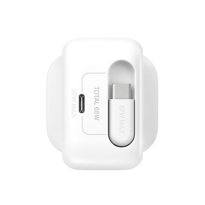 Belkin 8211 67W GaN 伸縮線壁式充電器 UltraCharge 內建 1米 USB-C 線 雙 USB-C 埠 折疊插腳 快速充電 香港行貨 WCH022MYWH