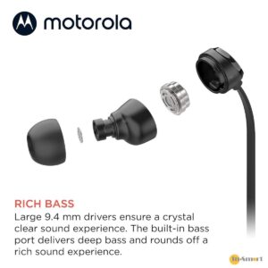 Motorola 8211 Earbuds 3-S 入耳式 35mm 有線耳機 帶咪 堅固結構持久耐用 防纏繞電纜材質 94mm 大驅動單體 超強深沉重低音 135 耐用音訊插頭 附3種尺寸耳塞