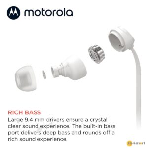 Motorola 8211 Earbuds 3-S 入耳式 35mm 有線耳機 帶咪 堅固結構持久耐用 防纏繞電纜材質 94mm 大驅動單體 超強深沉重低音 135 耐用音訊插頭 附3種尺寸耳塞