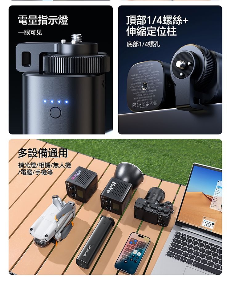 ULANZI 8211 優籃子 BG5 手把式移動電源6400mAh 8211 黑色  100W雙向快充  行動電源  手持握把二合一  53447001-P012
