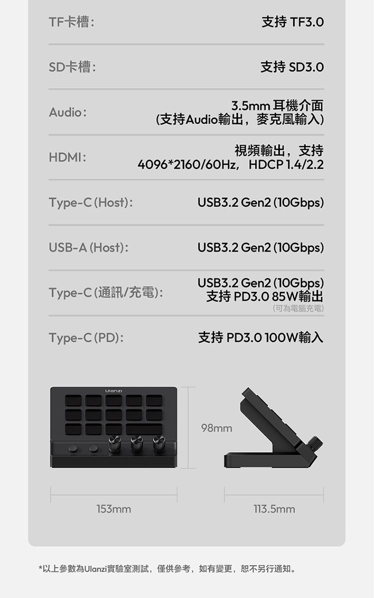 ULANZI 8211 優籃子 D200X 旋鈕款鍵盤 8合1全能擴展塢 可視化LCD按鍵 高精度編碼器旋鈕 支援 Final Cut Pro 達芬奇 Premiere Pro 55198001-A045