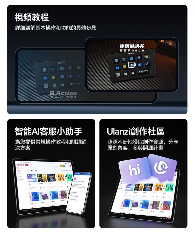 ULANZI 8211 優籃子 D200X 旋鈕款鍵盤 8合1全能擴展塢 可視化LCD按鍵  高精度編碼器旋鈕 支援 Final Cut Pro  達芬奇  Premiere Pro  55198001-A045