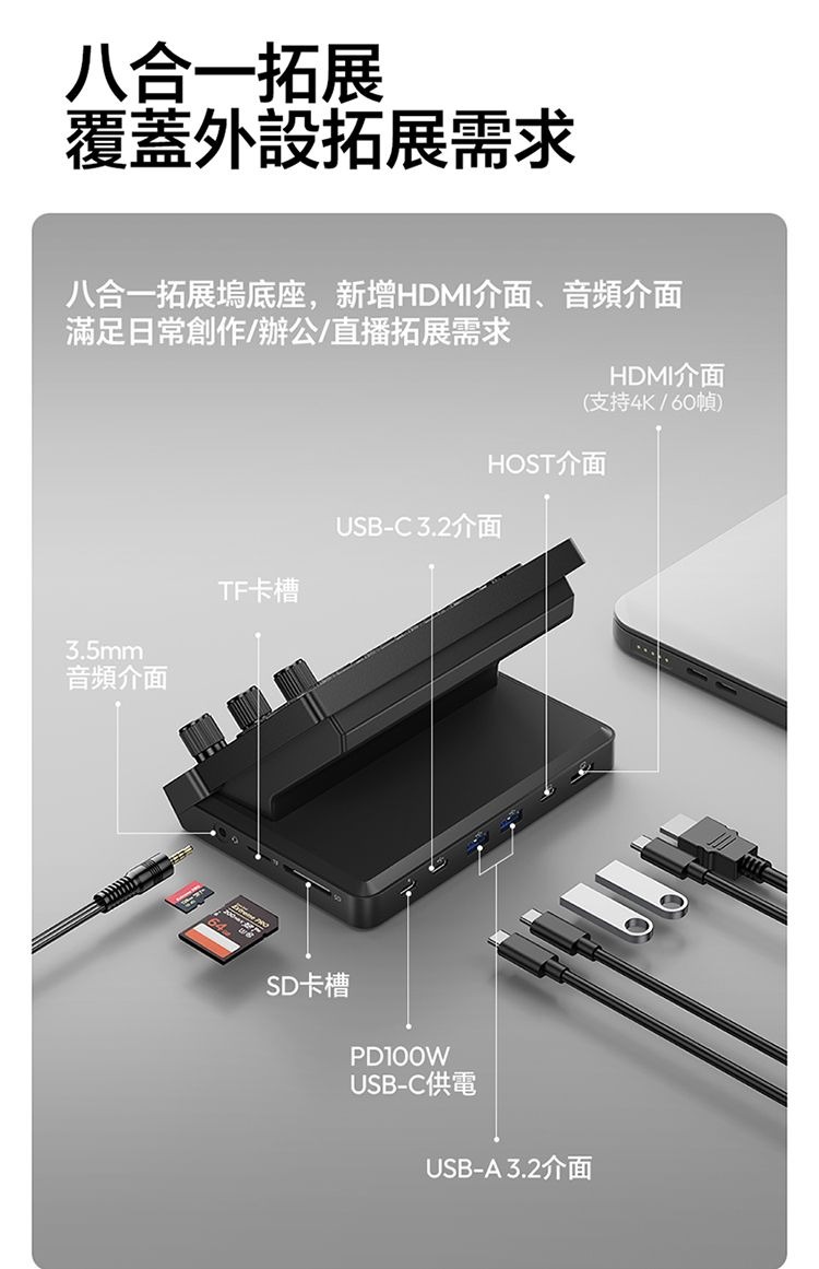ULANZI 8211 優籃子 D200X 旋鈕款鍵盤 8合1全能擴展塢 可視化LCD按鍵  高精度編碼器旋鈕 支援 Final Cut Pro  達芬奇  Premiere Pro  55198001-A045